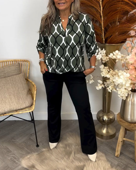 Mette™ | Casual Bluse med Lange Ærmer og Elegant Mønster