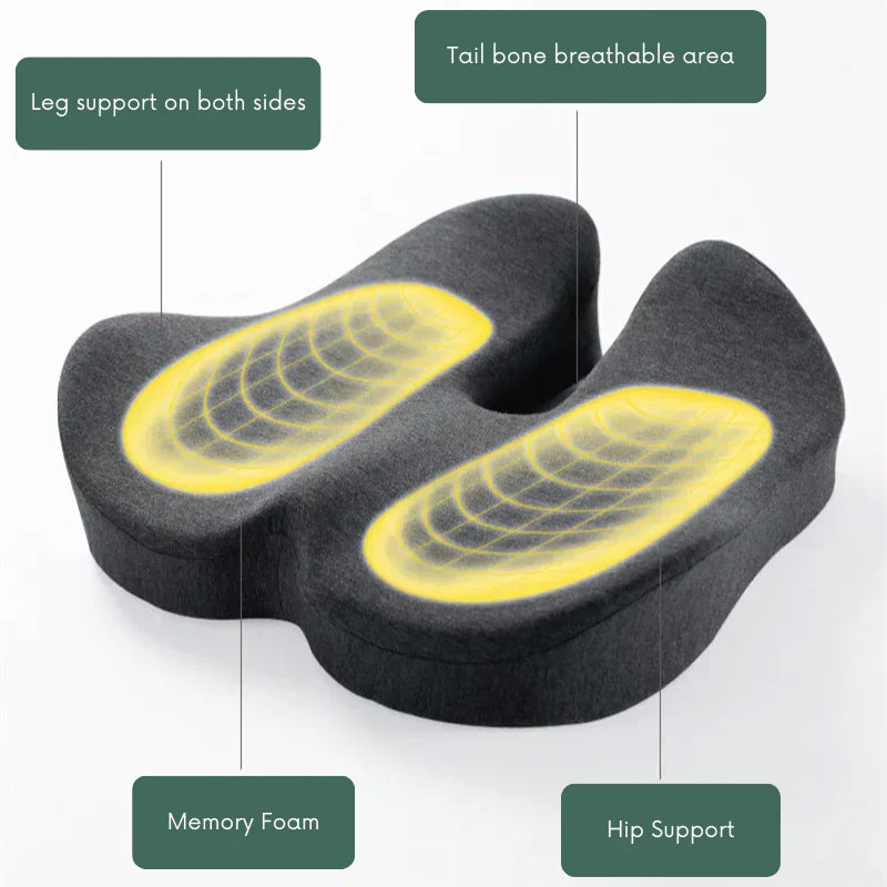 SeatRelief - Hukommelse Skum Coccyx Aflastning Sæde Pude